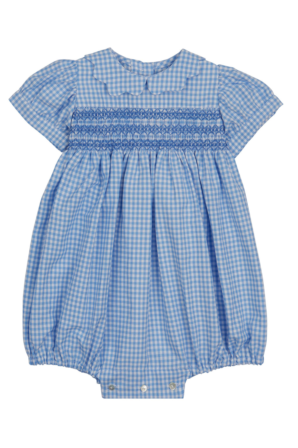 GINGHAM CHECK ROMPER WITH SMOCKING