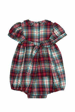 PUNCHED SMOCK TARTAN ROMPER