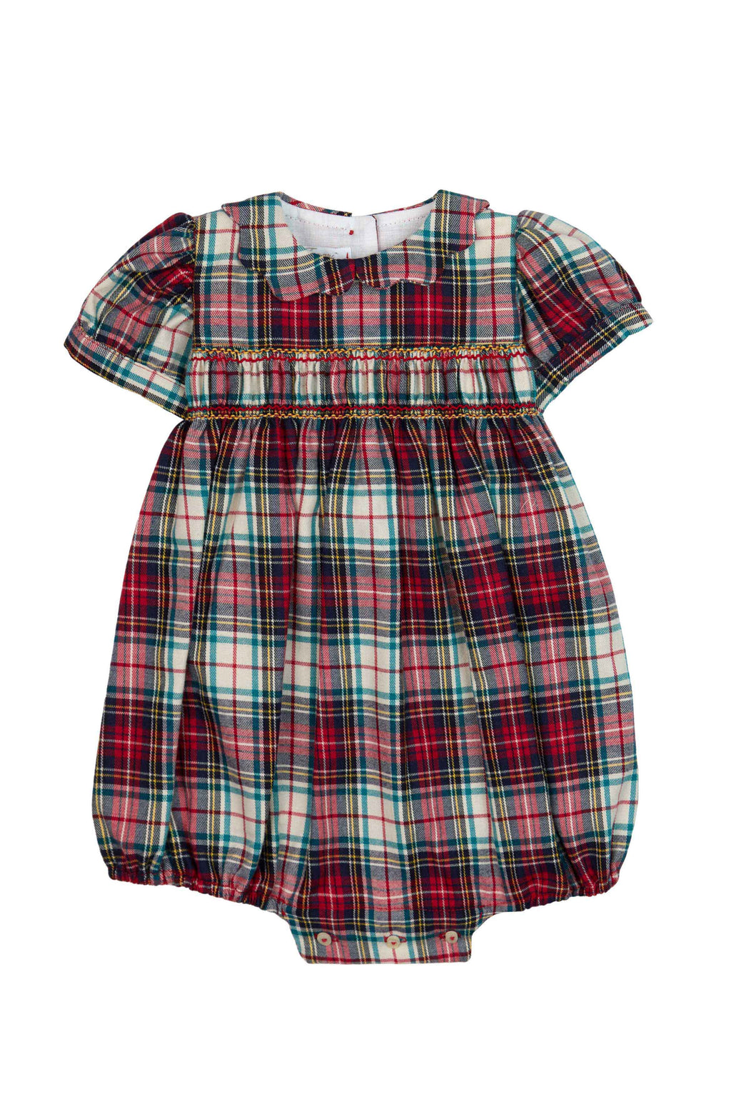 PUNCHED SMOCK TARTAN ROMPER