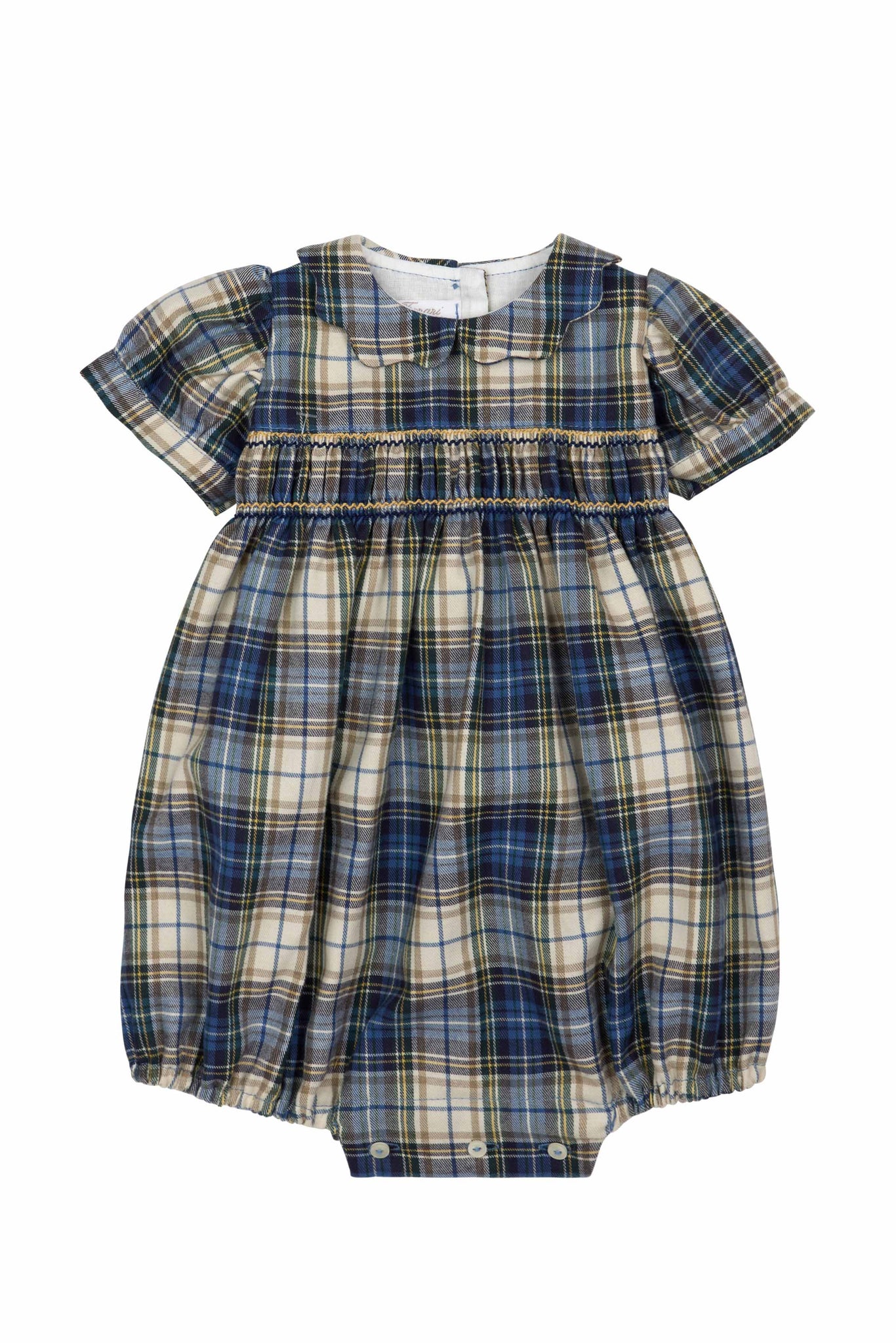 PUNCHED SMOCK TARTAN ROMPER
