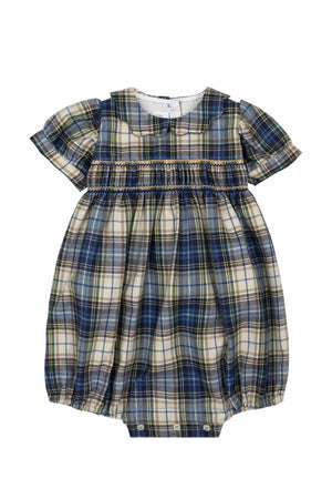 PUNCHED SMOCK TARTAN ROMPER