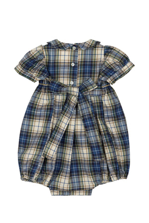 PUNCHED SMOCK TARTAN ROMPER